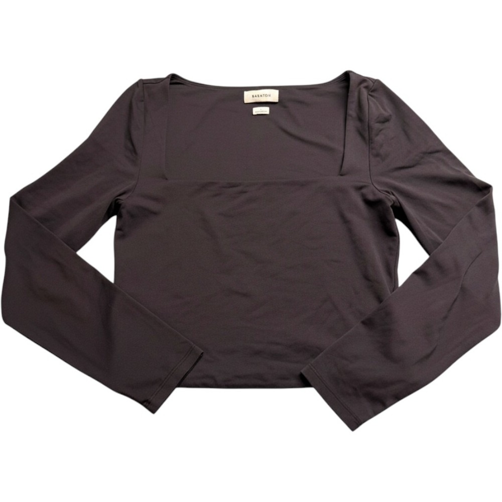 Babaton Contour Squareneck Long Sleeve Top Charcoal Black L Aritzia